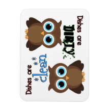 Whimsical Blue Eyed Brown Owl Magnet lave-vaissell