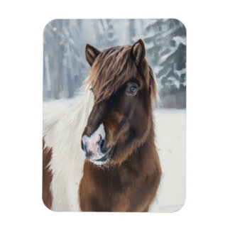 Flexible Winter Warmth – Icelandic Horse Watercolor Magnet