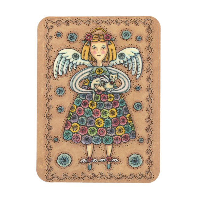 Flexible Yo Yo Quilt Angel MAGNET Primitive (Vertical)