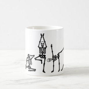 Flexible Yoga Posing Skeletons Funny Graphic Print Coffee Mug