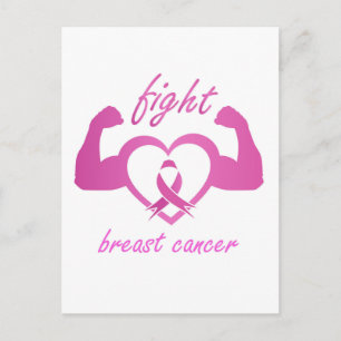 Flexing arms to fight breast cancer postcard