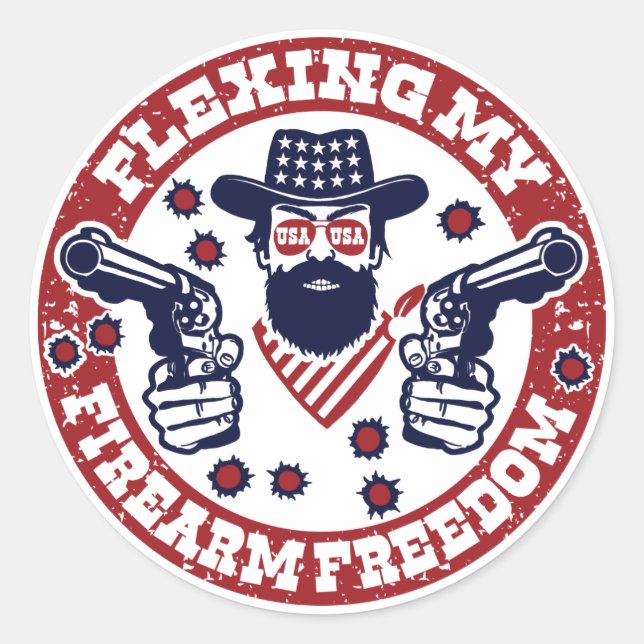FLEXING MY FIREARM FREEDOM - Patriotic Stickers (Front)