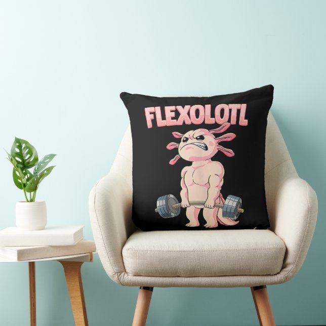 Flexolotl Axolotl Throw Pillow (Chair)
