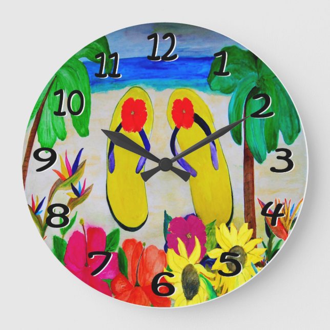 Fli flops at the beach wall clock (Front)