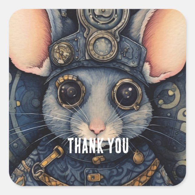 Flicker steampunk square sticker (Front)