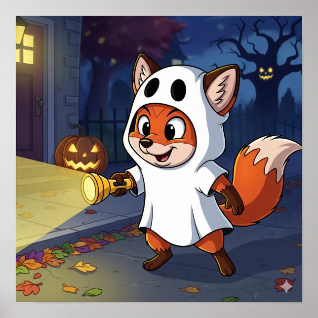 Flicker the Fox - Halloween Ghost Poster (Front)