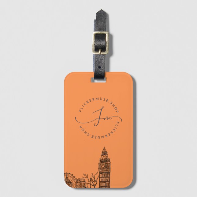Flickermuse Luggage Tag (Orange) (Front Vertical)