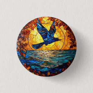 Flier Bird Over Sunset Ocean 1 Inch Round Button