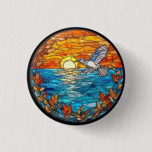 Flier Bird Over Sunset Ocean 1 Inch Round Button