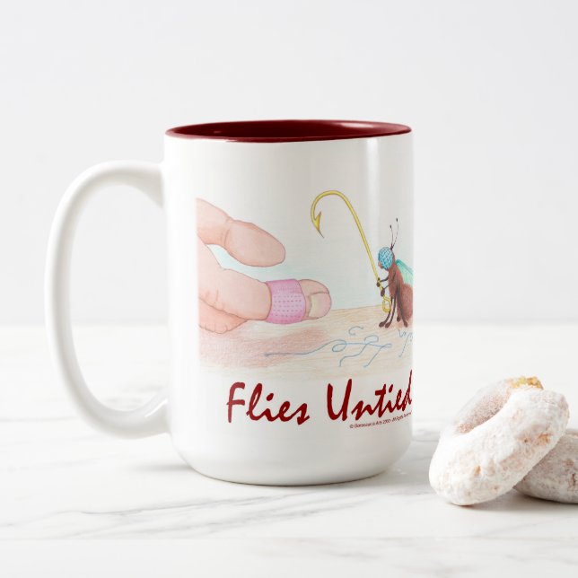 Flies Untied Two-Tone Coffee Mug (With Donut)