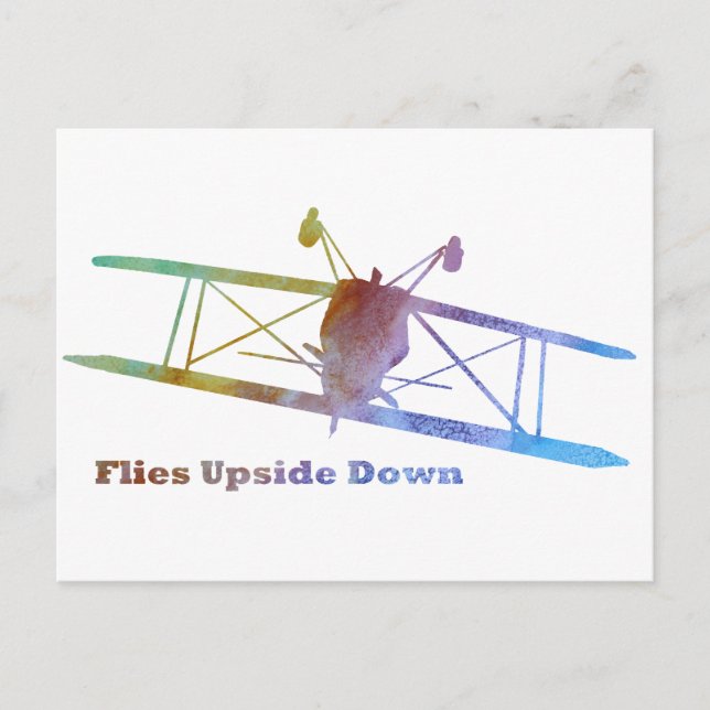 Flies Upside Down Stunt Plane Postcard (Front)