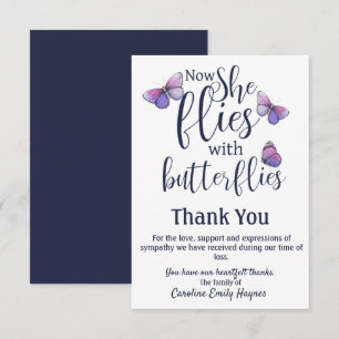 Flies With Butterflies Thank You Funeral Sympathy Card