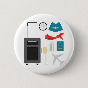 Flight Attendant 2 Inch Round Button