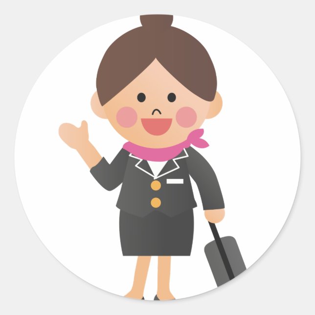 Flight Attendant Classic Round Sticker (Front)