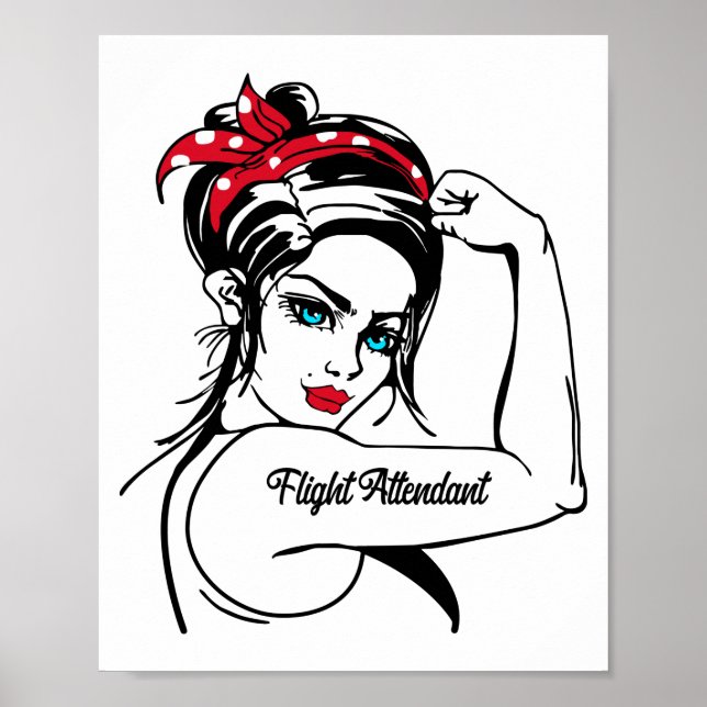 Flight Attendant Rosie The Riveter Pin Up Poster (Front)