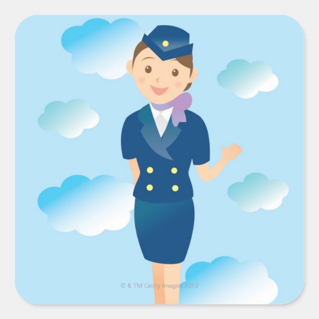 Flight Attendant Square Sticker (Front)