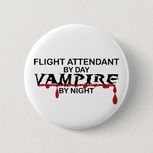 Flight Attendant Vampire by Night 2 Inch Round Button