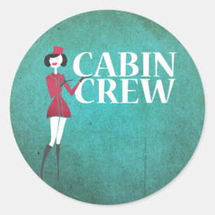Flight Attendant with Cabin Crew Typography Classic Round Sticker