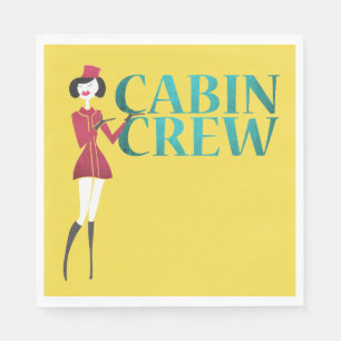 Flight Attendant with Cabin Crew Typography Napkin