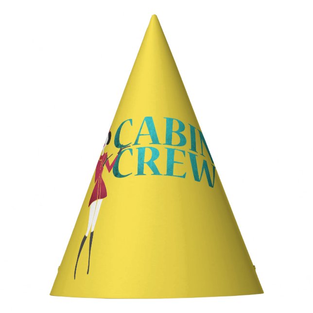 Flight Attendant with Cabin Crew Typography Party Hat (Front)
