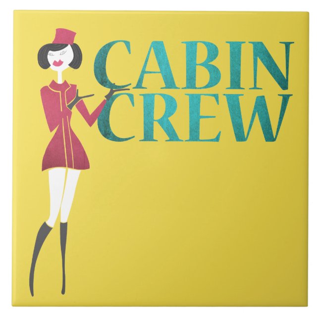 Flight Attendant with Cabin Crew Typography Tile (Front)