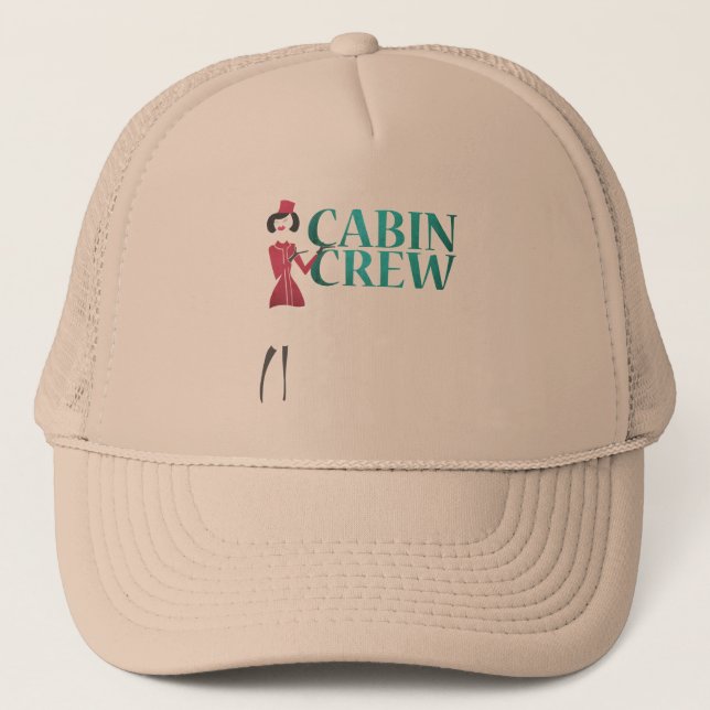 Flight Attendant with Cabin Crew Typography Trucker Hat (Front)