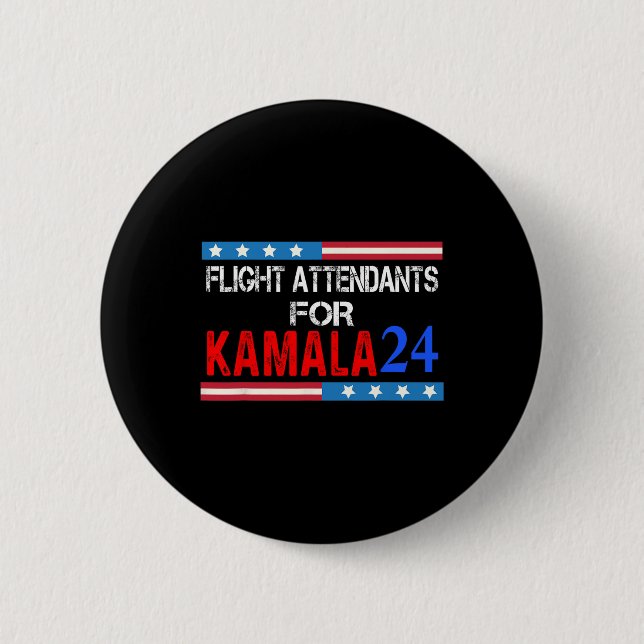 Flight Attendants For Kamala Harris 2024  2 Inch Round Button (Front)