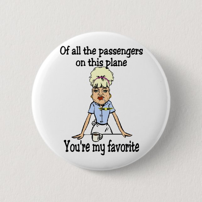 Flight Attendant's Welcome 2 Inch Round Button (Front)
