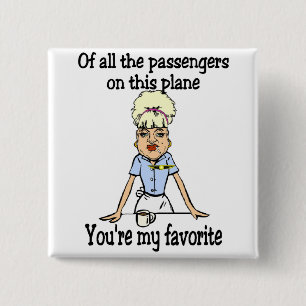 Flight Attendant's Welcome 2 Inch Square Button
