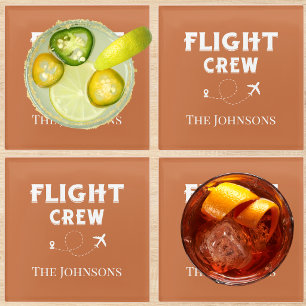 Flight Crew Airplane Fly Terracotta Personalized  Glass Coaster