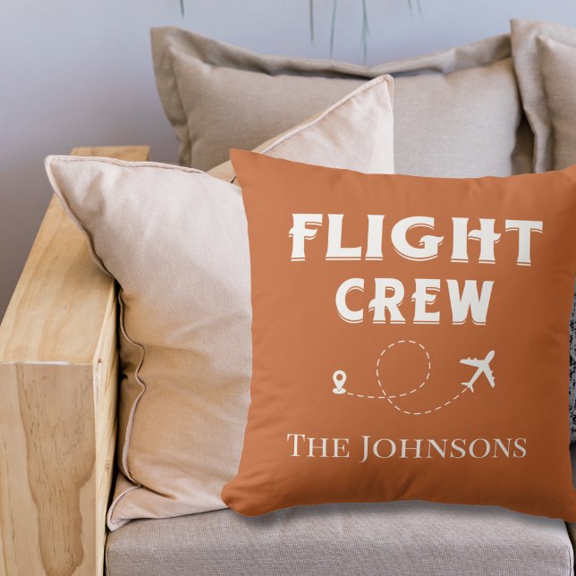 Flight Crew Airplane Fly Terracotta Personalized  Throw Pillow (Creator Uploaded)