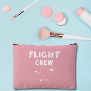 Flight Crew Pink and White Bachelorette Wedding Accessory Pouch