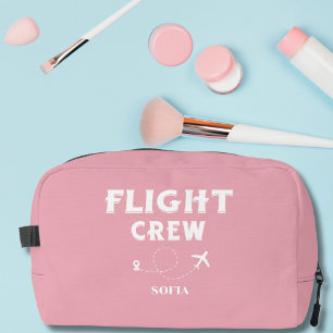 Flight Crew Pink and White Bachelorette Wedding Dopp Kit