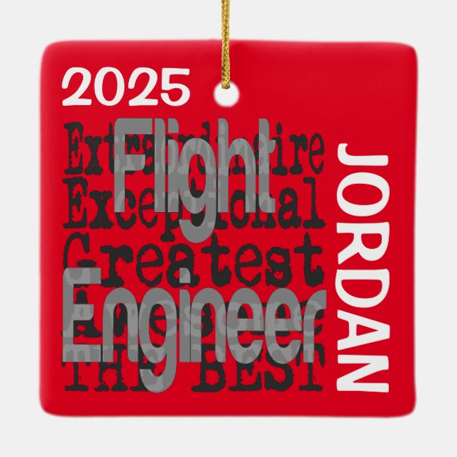 Flight Engineer Extraordinaire CUSTOM Ceramic Ornament (Back)