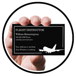 Flight Instructor Modern Jet Airplane Business Card