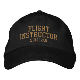 Flight Instructor Pilot Black & Gold Personalized  Embroidered Hat