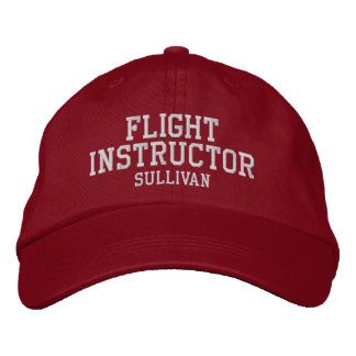 Flight Instructor Pilot Red Custom  Embroidered Hat