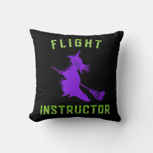 Flight Instructor Witch Halloween Throw Pillow