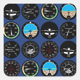 Flight Instruments Square Sticker