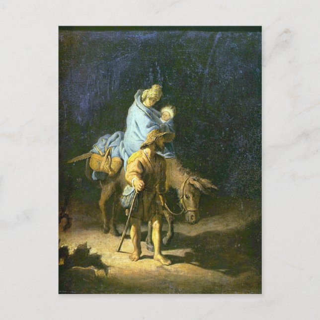 Flight into Egypt by Rembrandt Postcard (Front)
