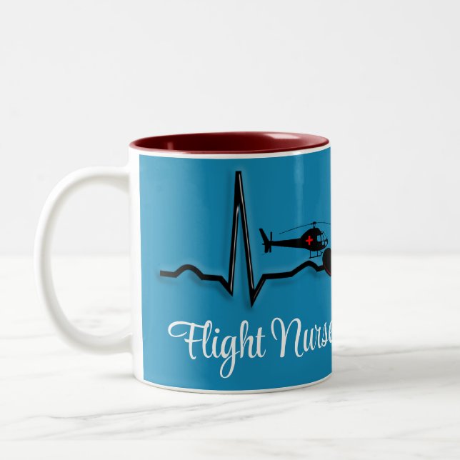 Flight Nurse QRS & Helicopter Blue Two-Tone Coffee Mug (Left)