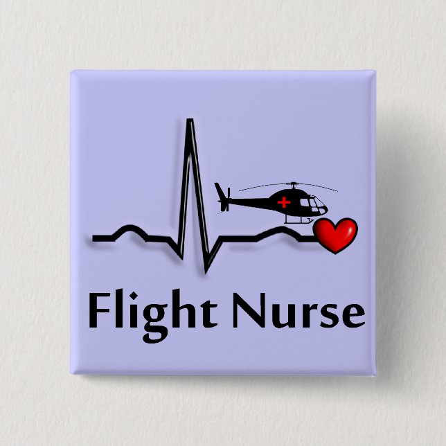 Flight Nurse QRS & Helicopter Design 2 Inch Square Button (Front)