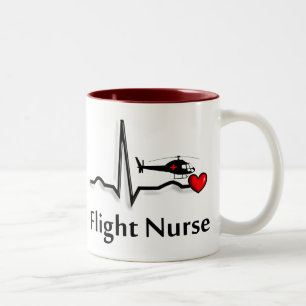 Flight Nurse QRS & Helicopter Design Two-Tone Coffee Mug