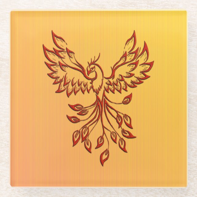 Flight of A Phoenix Glass Coaster (Front)