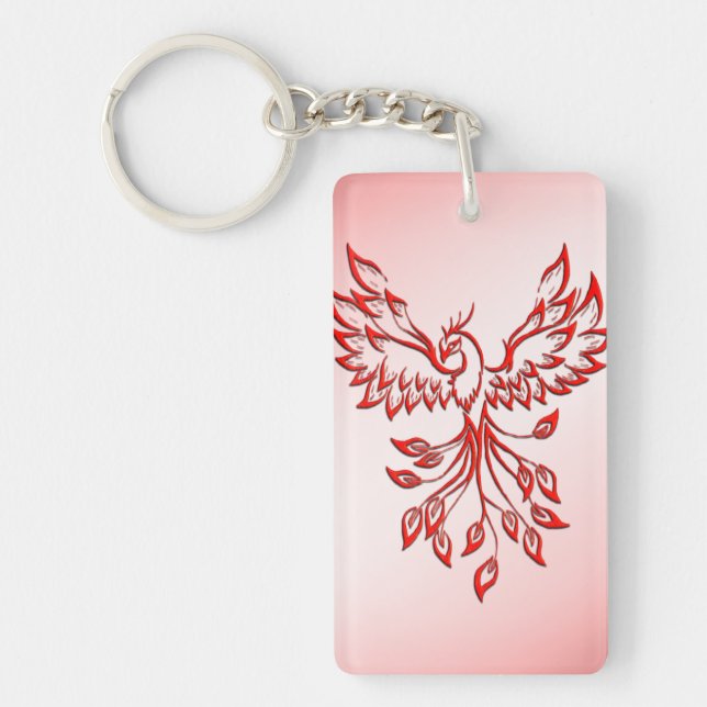 Flight of A Phoenix Red on Pink Keychain (Front)