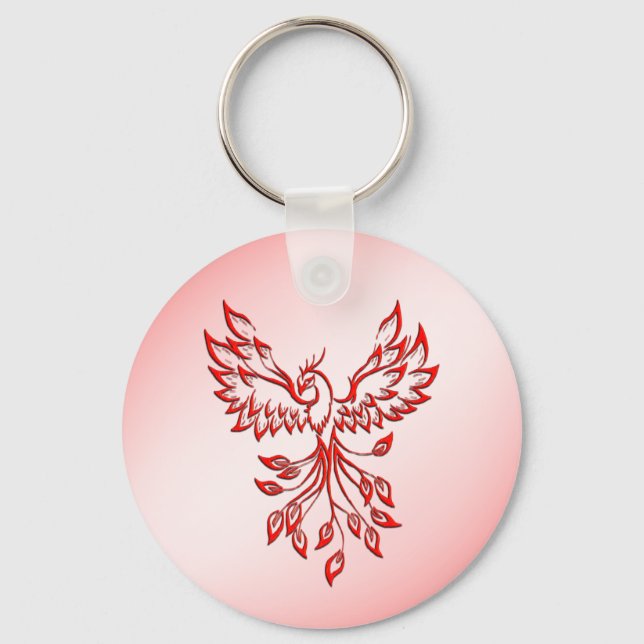 Flight of A Phoenix Red on Pink Keychain (Front)