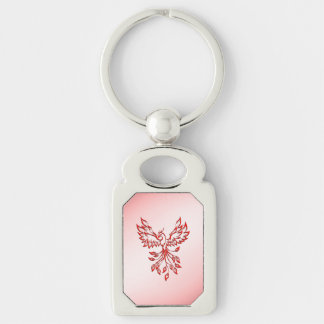 Flight of A Phoenix Red on Pink Keychain