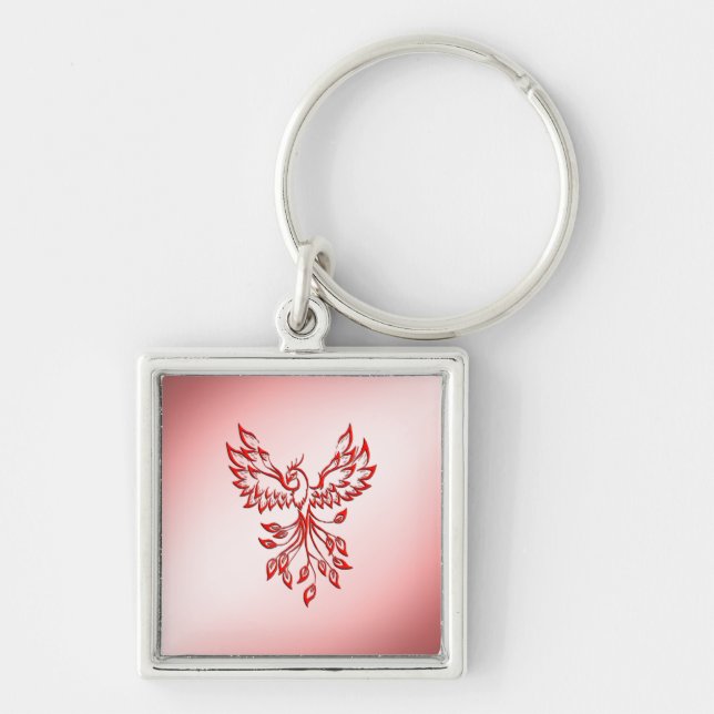 Flight of A Phoenix Red on Pink Keychain (Front)