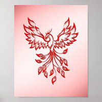Flight of A Phoenix Red on Pink