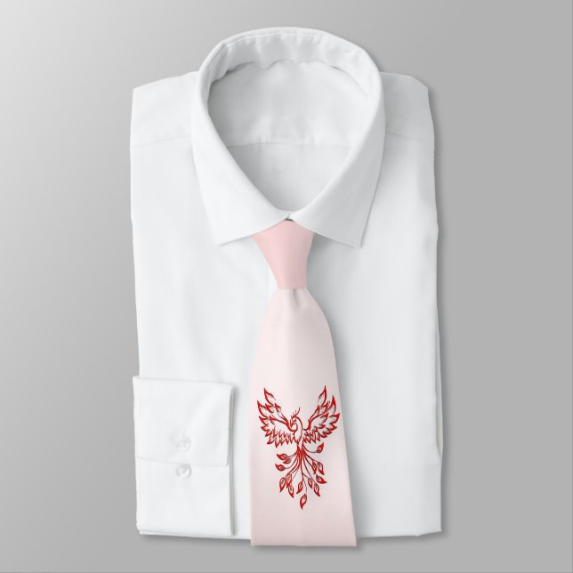 Flight of A Phoenix Red on Pink Tie (Tied)